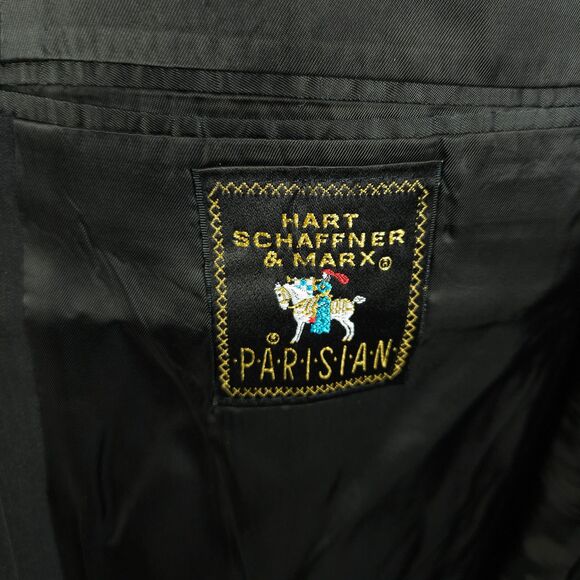 Hart Schaffner Marx Mens 44L Black Pinstripe Wool 3-Button Sports Coat Blazer - Picture 4 of 9